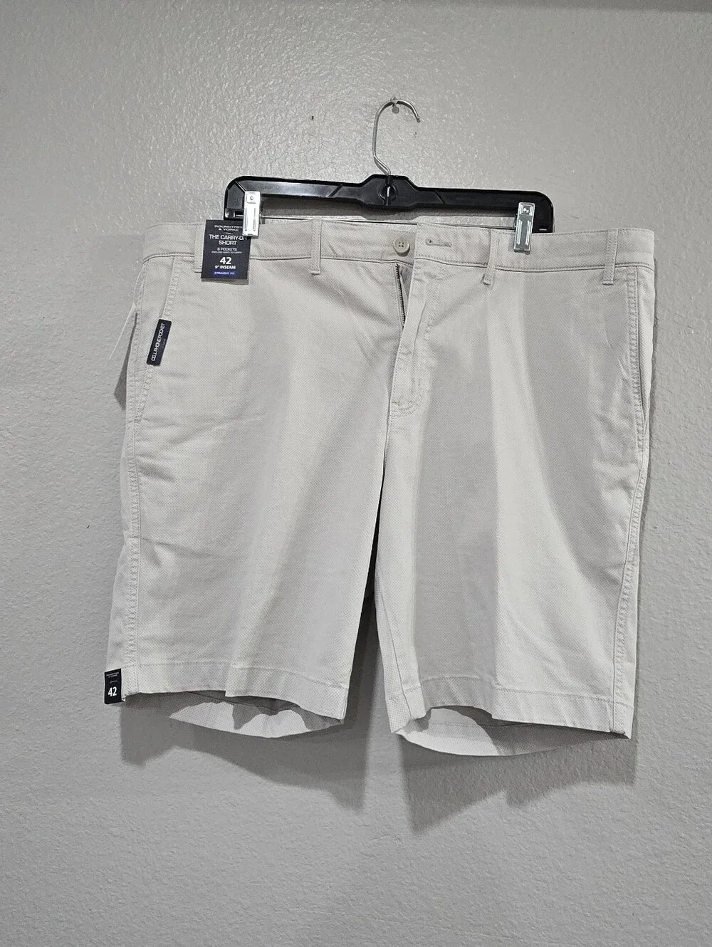 Roundtree & Yorke Men's Casual Chino Carry On Size 42 Shorts Light Gray